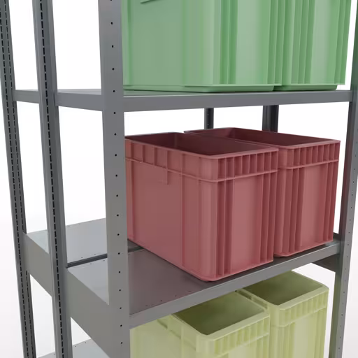 Image supplémentaire de l'article Étagère de base, étagère double, système d'étagères enfichable MULTIplus250, 3000 x 1000 x (2x400) mm, 2x7 étagères, galvanisé à partir d'étagères doubles
