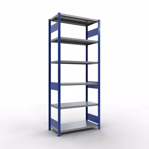 Figura n. 12 dell'articolo scaffale base, scaffale, sistema a innesto MULTIplus250, 2500 x 1000 x 500 mm (AxLxP), 6 ripiani, barre longitudinali, RAL 5010 blu genziana/zincato del gruppo di prodotti sistema a innesto della marca Schulte Lagertechnik