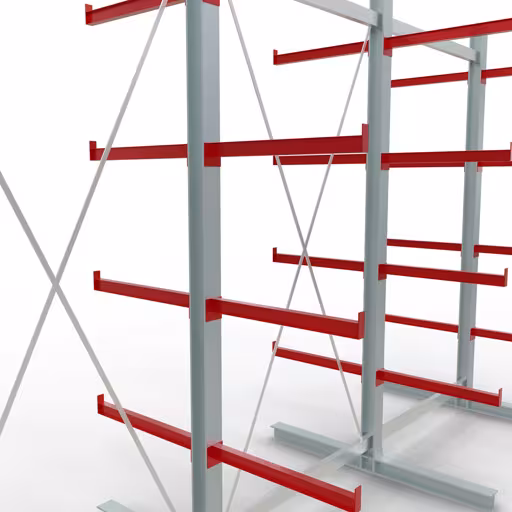 Figura n. 12 dell'articolo Scaffale completo K 6000, bilaterale, 3000 x 4500 x 2x 750 mm, RAL 7001 / RAL 3000, 5 livelli di stoccaggio del gruppo di prodotti scaffalature cantilever della marca Schulte Lagertechnik