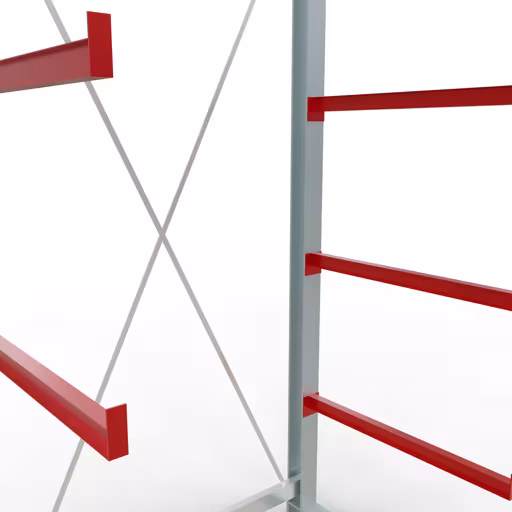 Figure n° 8 de l'article Rayonnage complet K 6000, unilatéral, 3000 x 1500 x 1000 mm, RAL 7001 / RAL 3000, 5 niveaux de stockage du groupe de produits rayonnages cantilever de la marque Schulte Lagertechnik