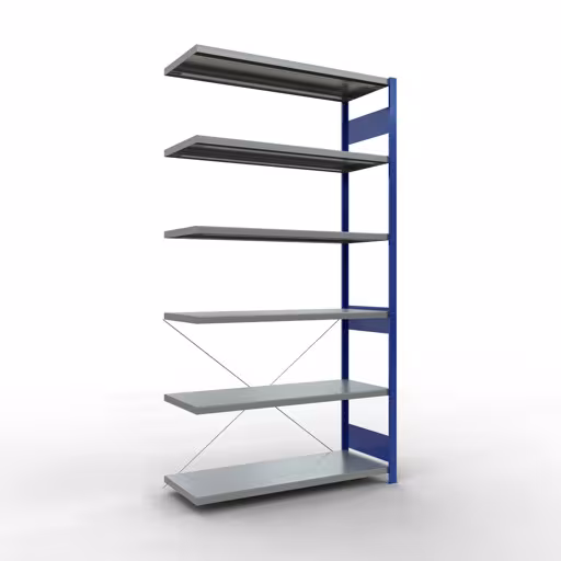 Figure n° 13 de l'article étagères complémentaires, étagères, système enfichable MULTIplus250, 2500 x 1300 x 500 mm, 6 étagères, RAL 5010 bleu gentiane/galvanisé du groupe de produits système enfichable de Schulte Lagertechnik