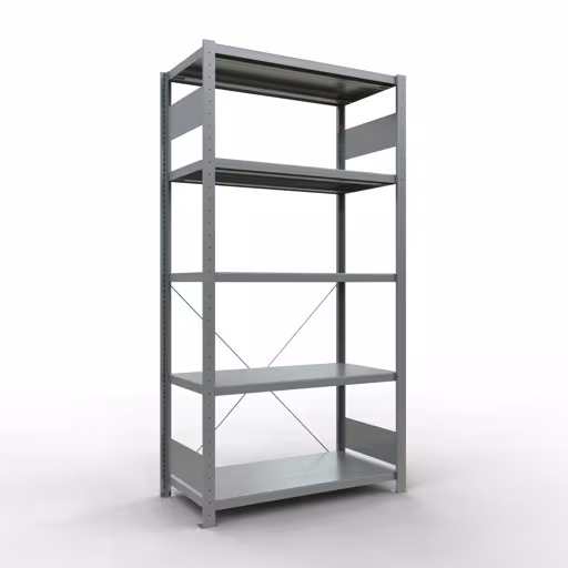 Ripiano base, ripiano, sistema a innesto MULTIplus330, 2000 x 1000 x 500 mm (AxLxP), 5 ripiani, traversa, zincato, ripiano base, articolo n. 13950