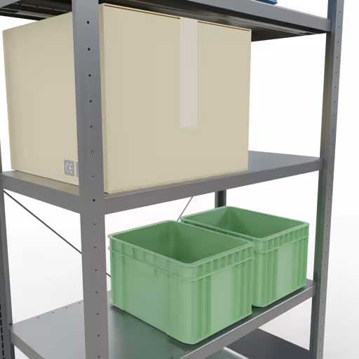 Figura n. 14 dell'articolo scaffale base, scaffale, sistema a innesto MULTIplus330, 2000 x 1000 x 500 mm (AxLxP), 5 ripiani, traversa, zincato del gruppo di prodotti sistema a innesto della marca Schulte Lagertechnik