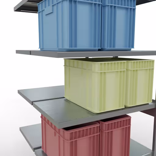 Une autre vue de l'article, étagère double, système d'étagères MULTIplus250, 2500 x 1000 x (2x600) mm, 2x6 étagères, galvanisé de la catégorie étagère