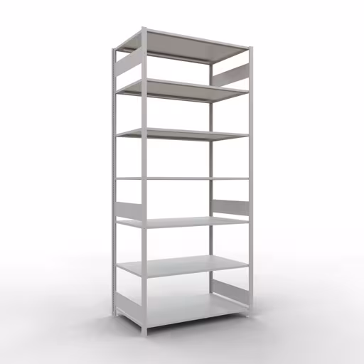 Étagère de base, étagère, système enfichable MULTIplus150, 3000 x 1300 x 800 mm, 7 étagères, RAL 7035 gris clair de Schulte Lagertechnik de la catégorie système enfichable