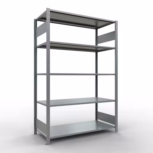 Étagère de base, étagère, système enfichable MULTIplus150, 2000 x 1300 x 600 mm, 5 étagères, galvanisée de Schulte Lagertechnik de la catégorie du système enfichable