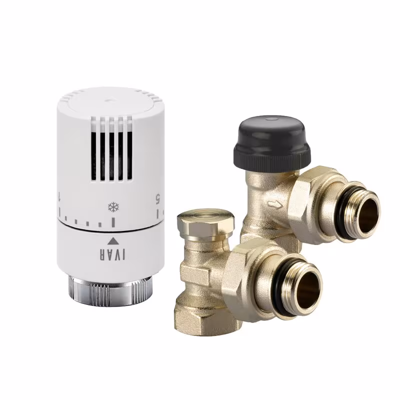 Set di collegamento per radiatore Ivar 1/2 pollici incl. testa termostatica T1500, gruppo radiatore e collegamenti, articolo n. 520178VB