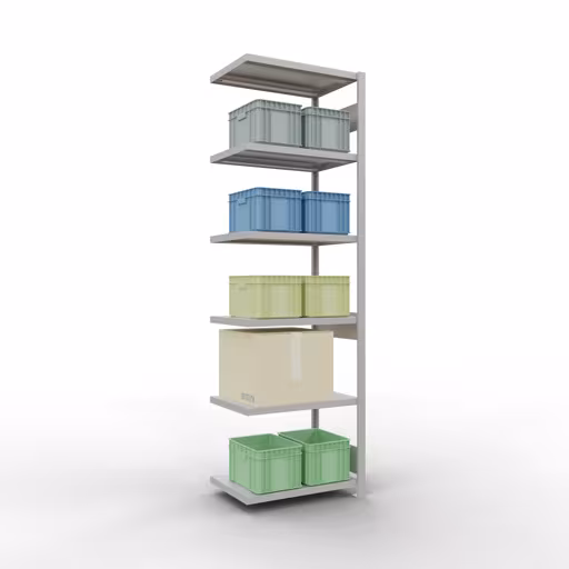 Figura n. 15 dell'articolo scaffale aggiuntivo, scaffale, sistema a innesto MULTIplus250, 2500 x 750 x 500 mm, 6 ripiani, grigio chiaro RAL 7035 del gruppo di prodotti sistema a innesto della marca Schulte Lagertechnik