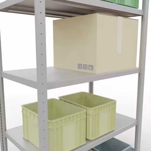 Figure n° 12 de l'article étagère de base, système d'étagères enfichables MULTIplus330, 2000 x 1000 x 600 mm, 5 étagères, gris clair RAL 7035 du groupe de produits système enfichable de Schulte Lagertechnik