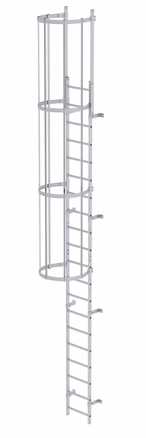 Scala verticale Munk monoblocco con protezione posteriore, alluminio anodizzato, scale verticali, articolo n. 500105