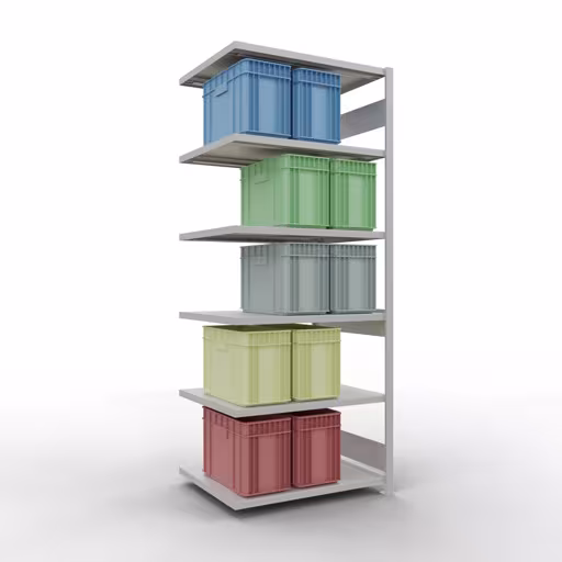Figura n. 12 dell'articolo scaffale aggiuntivo, scaffale a scaffale, sistema a innesto MULTIplus330, 2500 x 1000 x 800 mm, 6 ripiani, RAL 7035 grigio chiaro dal gruppo di prodotti sistema a innesto della marca Schulte Lagertechnik