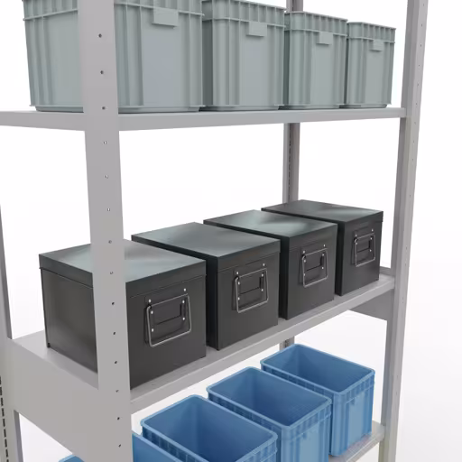 Étagère de base, étagère, système enfichable MULTIplus85, 2500 x 1000 x 400 mm, 6 étagères, RAL 7035 gris clair de Schulte Lagertechnik de la catégorie système enfichable