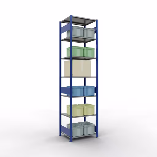 Image du produit n° 12 de l'article étagère de base, système enfichable MULTIplus150, 3000 x 750 x 600 mm, 7 étagères, RAL 5010 bleu gentiane/galvanisé/galvanisé de la gamme de produits du système enfichable de la marque Schulte Lagertechnik