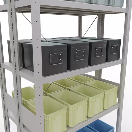 Étagère de base, étagère double, système d'étagères MULTIplus250, 3000 x 1000 x (2x300) mm, 2x7 étagères, gris clair RAL 7035 de Schulte Lagertechnik de la gamme d'étagères