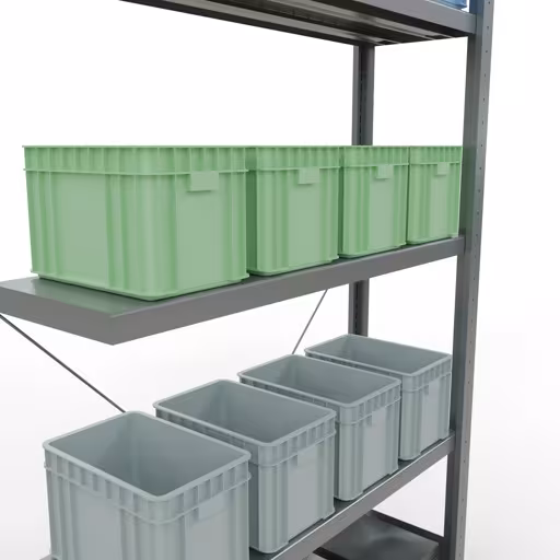 Rayonnage supplémentaire, étagère, système enfichable MULTIplus250, 2000 x 1000 x 300 mm (HxLxP), 5 étagères, traverse, galvanisé avec réf. 12935 Rayonnage supplémentaire, étagère, système enfichable MULTIplus250, 2000 x 1000 x 300 mm, 5 étagères, galvanisé de Schulte Lagertechnik de la catégorie des systèmes enfichables