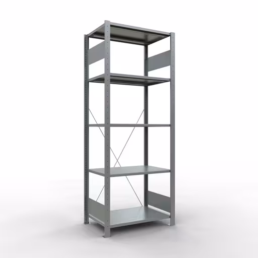 Scaffale base, scaffale, sistema a innesto MULTIplus150, 2000 x 750 x 500 mm (AxLxP), 5 ripiani, traversa, zincato della marca Schulte Lagertechnik della gamma dei sistemi a innesto