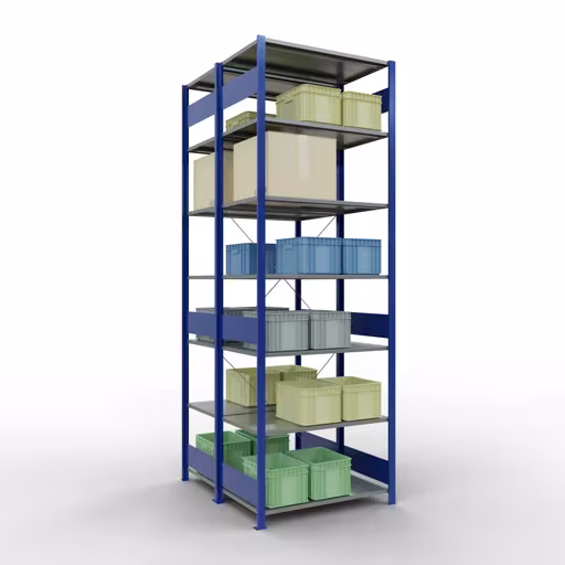 Immagine aggiuntiva dell'articolo Scaffale base, scaffale doppio, sistema a innesto per scaffale MULTIplus150, 3000 x 1000 x (2x1200) mm (AxLxP), 2x7 ripiani, traversa, RAL 5010 blu genziana da ripiani doppi