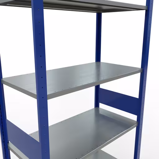 Étagère de base, étagère, système enfichable MULTIplus150, 3000 x 1000 x 500 mm, 7 étagères, RAL 5010 bleu gentiane/galvanisé de la catégorie d'étagères de base avec le GTIN 4004514280565 Étagère de base, étagère, système enfichable MULTIplus150, 3000 x 1000 x 500 mm, 7 étagères, RAL 5010 bleu gentiane/galvanisé de la marque Schulte Lagertechnik de la gamme de produits système enfichable