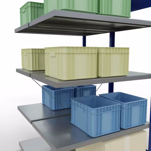 Immagine aggiuntiva dell'articolo Ripiano aggiuntivo, ripiano doppio, sistema di scaffali MULTIplus250, 2000 x 1000 x (2x600) mm (AxLxP), 2x5 ripiani, traversa, RAL 5010 blu genziana da ripiani doppi