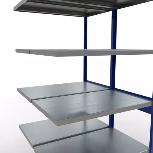 Rayonnage supplémentaire, rayonnage double, système d'étagères MULTIplus250, 2500 x 1000 x (2x600) mm, 2x6 tablettes, barres de longueur, RAL 5010 bleu gentiane avec le GTIN 4004514296351 , étagère double, système d'étagères MULTIplus250, 2500 x 1000 x (2x600) mm, 2x6 étagères, RAL 5010 bleu gentiane de Schulte Lagertechnik avec le numéro d'article. 33266-B