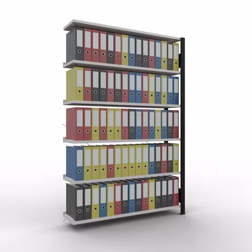 Figura n. 8 dell'articolo scaffali componibili, scaffali per ufficio, sistema a innesto MULTIplus85, 2000 x 1300 x 300 mm, 6 ripiani, nero/grigio chiaro del gruppo di prodotti scaffali per ufficio della marca Schulte Lagertechnik