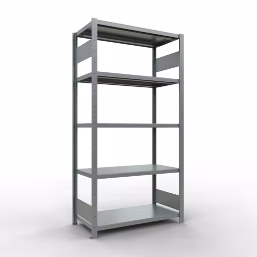 Étagère de base, étagère, système enfichable MULTIplus250, 2000 x 1000 x 500 mm (HxLxP), 5 étagères, barres de longueur, galvanisées, étagère de base, réf. 12950-LR