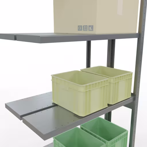Scaffale aggiuntivo, scaffale doppio, sistema di scaffali MULTIplus250, 3000 x 1000 x (2x300) mm (AxLxP), ripiani 2x7, barre longitudinali, zincato di Schulte Lagertechnik con l'articolo n. 17937
