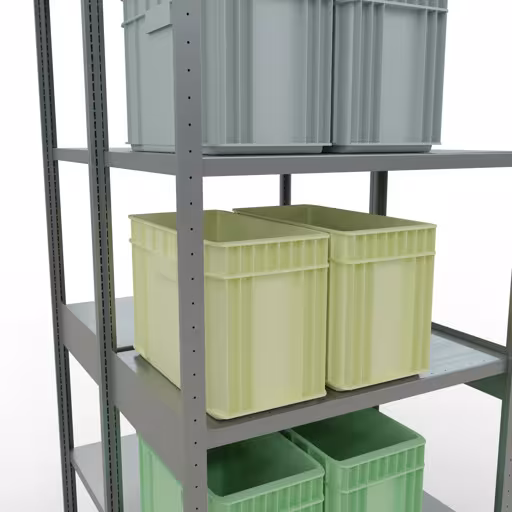 Étagère de base, étagère double, système d'étagères MULTIplus250, 3000 x 1000 x (2x600) mm, 2x7 étagères, galvanisé de Schulte Lagertechnik de la catégorie étagères