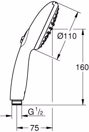 Technische Zeichnung 4019009 GROHE Douchette à main Tempesta 110 27597_3 2 jets 13,5 l/min chrome
