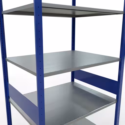 Étagère de base, étagère à étagères, système enfichable MULTIplus150, 3000 x 1000 x 800 mm, 7 étagères, RAL 5010 bleu gentiane/galvanisé de Schulte Lagertechnik avec le numéro d'article. 12782-LR-B