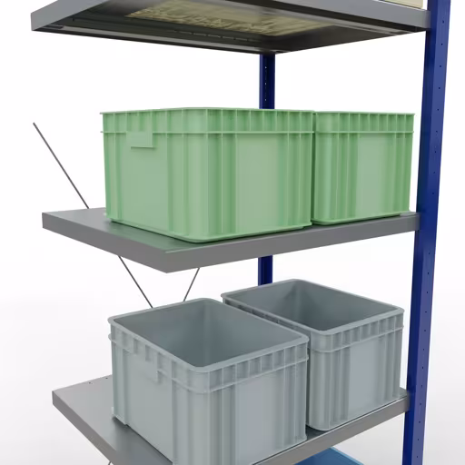 Scaffali componibili, scaffali, sistema a innesto MULTIplus250, 2000 x 750 x 600 mm (AxLxP), 5 ripiani, traversa, RAL 5010 blu genziana/zincato/zincato della marca Schulte Lagertechnik della gamma sistemi a innesto