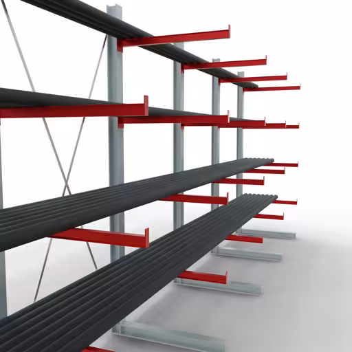 Figure n° 9 de l'article Rayonnage complet K 6000, unilatéral, 3000 x 7500 x 1000 mm, RAL 7001 / RAL 3000, 5 niveaux de stockage du groupe de produits rayonnages cantilever de la marque Schulte Lagertechnik