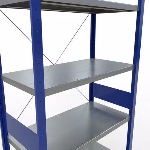 Figura n. 14 dell'articolo scaffale base, scaffale, sistema a innesto MULTIplus330, 3000 x 1000 x 500 mm (AxLxP), 7 ripiani, traversa, RAL 5010 blu genziana/zincato del gruppo di prodotti sistema a innesto della marca Schulte Lagertechnik
