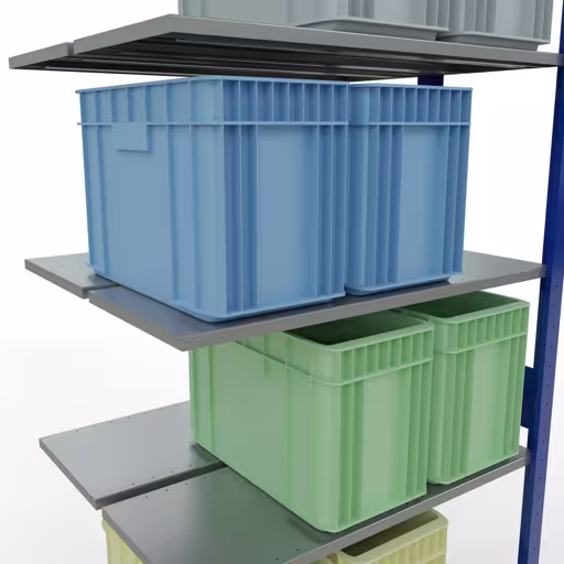 Étagère supplémentaire, étagère double, système d'étagères MULTIplus150, 3000 x 1000 x (2x400) mm, 2x7 étagères, RAL 5010 bleu gentiane de Schulte Lagertechnik de la catégorie étagères
