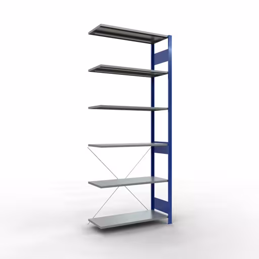 Scaffali aggiuntivi, scaffali, sistema a innesto MULTIplus85, 2500 x 1000 x 400 mm (AxLxP), 6 ripiani, traversa, RAL 5010 blu genziana di Schulte Lagertechnik Scaffale aggiuntivo, scaffale, sistema a innesto MULTIplus85, 2500 x 1000 x 400 mm (AxLxP), 6 ripiani, traversa, RAL 5010 blu genziana, ripiano aggiuntivo, articolo n. 13146-B