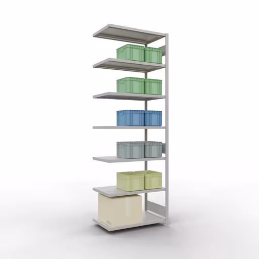 Figure n° 8 de l'article étagère complémentaire, étagère à étagères, système enfichable MULTIplus330, 3000 x 1000 x 600 mm, 7 étagères, gris clair RAL 7035 du groupe de produits système enfichable de Schulte Lagertechnik