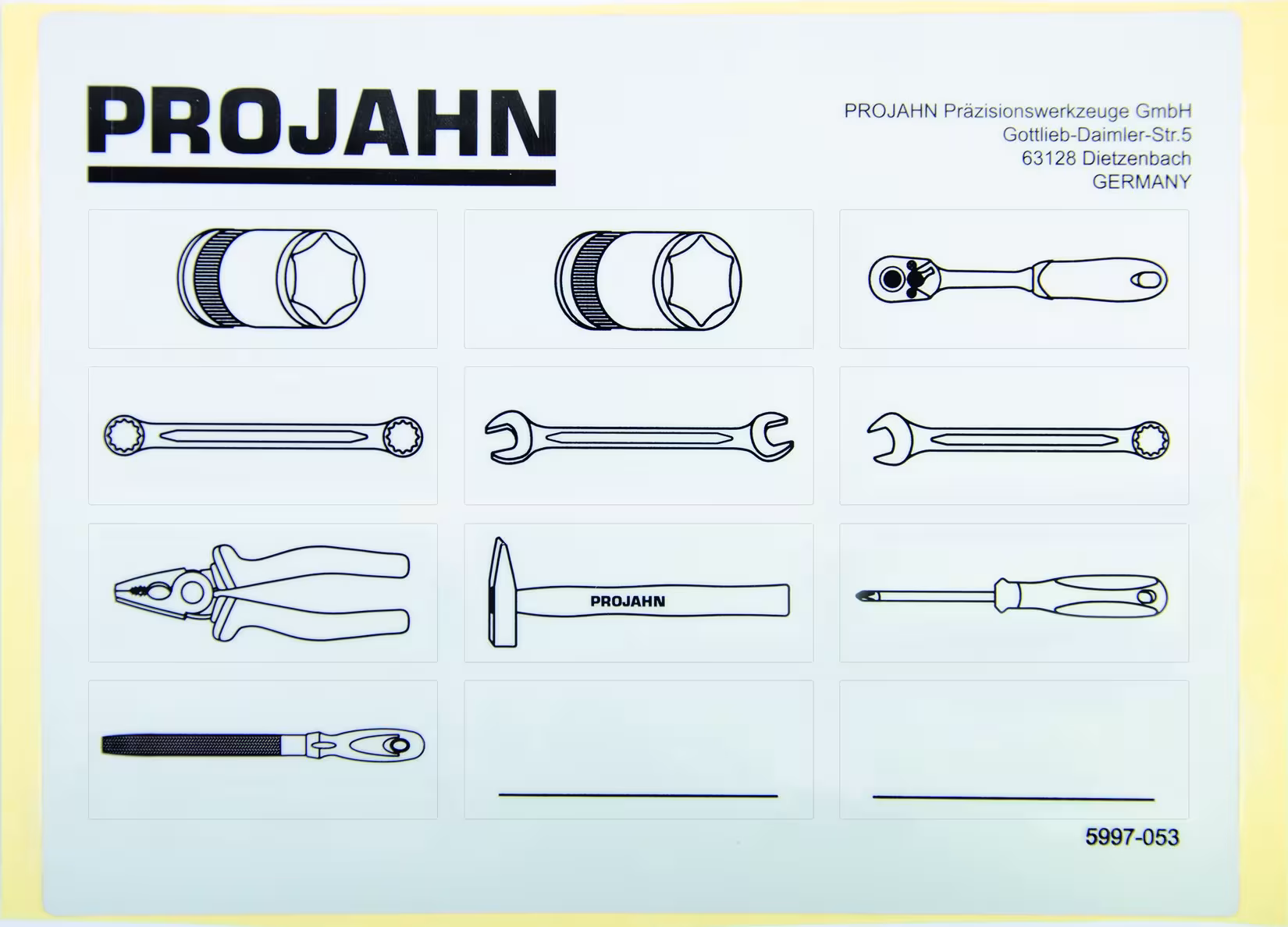 Etiquettes à outils pour l'étiquetage des servantes d'atelier de la marque PROJAHN de la gamme matériel d'atelier