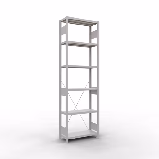 Figura n. 11 dell'articolo scaffale base, scaffale, sistema a innesto MULTIplus250, 2500 x 750 x 300 mm (AxLxP), 6 ripiani, traversa, RAL 7035 grigio chiaro del gruppo di prodotti sistema a innesto della marca Schulte Lagertechnik