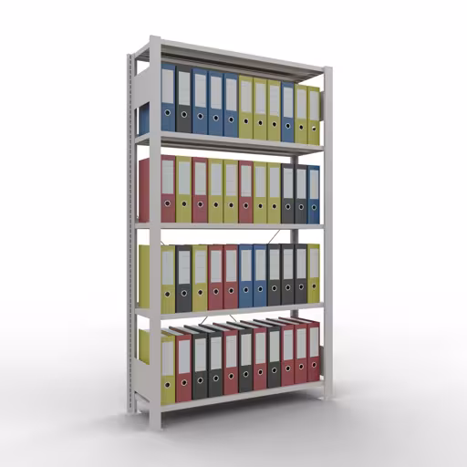 Scaffale Basic, scaffale per ufficio, sistema a innesto MULTIplus85, 1800 x 1000 x 300 mm (AxLxP), 5 ripiani, traversa, con listello di arresto, grigio chiaro di Schulte Lagertechnik con l'articolo n. 36001