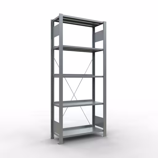Figura n. 13 dell'articolo Scaffale base, scaffale per ufficio sistema a innesto MULTIplus85, 1800 x 750 x 300 mm (AxLxP), 5 ripiani, traversa, zincato, con barra di arresto del gruppo di prodotti Scaffali per ufficio della marca Schulte Lagertechnik