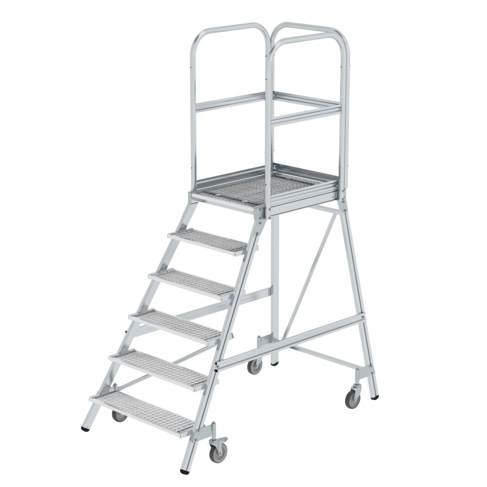 Munk Podesttreppe einseitig begehbar mit Federrollen Stahl-Gitterrost aus der Kategorie Podesttreppen mit der Artikelnr. 051106