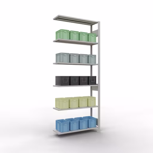 Image du produit n° 13 de l'article Rayonnage complémentaire, rayonnage à étagères, système enfichable MULTIplus85, 2500 x 1000 x 300 mm (HxLxP), 6 étagères, barres de longueur, RAL 7035 gris clair Figure n° 13 de l'article étagère complémentaire, étagère à étagères, système enfichable MULTIplus85, 2500 x 1000 x 300 mm, 6 étagères, gris clair RAL 7035 du groupe de produits système enfichable de la marque Schulte Lagertechnik