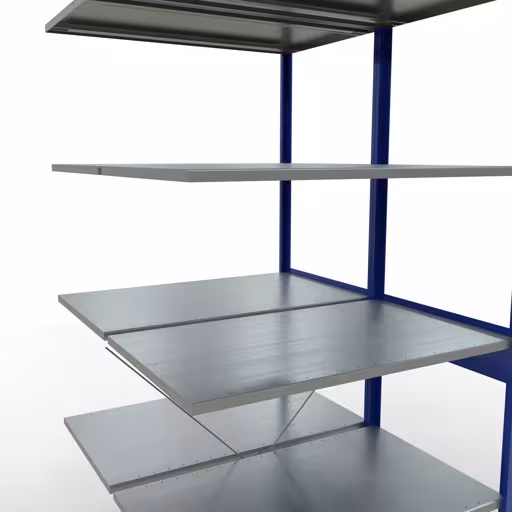Rayonnage supplémentaire, rayonnage double, système d'étagères MULTIplus150, 2500 x 1000 x (2x600) mm (HxLxP), 2x6 tablettes, traverse, RAL 5010 bleu gentiane avec la référence réf. 32766-B Étagère supplémentaire, étagère double, système d'étagères MULTIplus150, 2500 x 1000 x (2x600) mm, 2x6 étagères, RAL 5010 bleu gentiane de Schulte Lagertechnik de la catégorie étagères