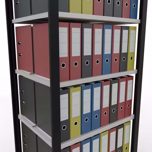 Figura n. 13 dell'articolo scaffale base, scaffale per ufficio, sistema a innesto MULTIplus150, 2300 x 750 x 600 mm, 7 ripiani, nero/grigio chiaro del gruppo di prodotti scaffali per ufficio della marca Schulte Lagertechnik