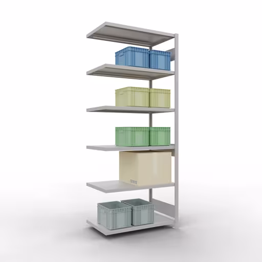 Figura n. 15 dell'articolo scaffale aggiuntivo, scaffale a scaffale, sistema a innesto MULTIplus330, 2500 x 1000 x 600 mm, 6 ripiani, RAL 7035 grigio chiaro del gruppo di prodotti sistema a innesto della marca Schulte Lagertechnik