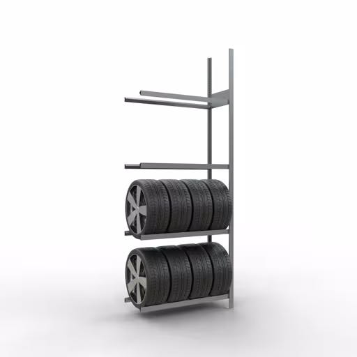 Figure n° 12 de l'article, rayonnage pour roues/pneus, 2750 x 1050 x 400 mm, galvanisé, 4 niveaux de stockage avec une charge de compartiment de 150 kg par niveau du groupe de produits des rayonnages à étagères de Schulte Lagertechnik
