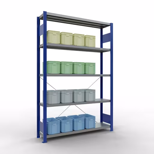 Figure n° 14 de l'article étagère de base, système d'étagères enfichables MULTIplus250, 2000 x 1300 x 300 mm, 5 étagères, RAL 5010 bleu gentiane/galvanisé du groupe de produits système enfichable de Schulte Lagertechnik