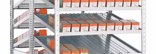 Piano aggiuntivo per scaffale kanban doppio MULTIplus150, 1000 x 2x600, zincato, con divisori e guide laterali della categoria scaffali kanban con GTIN 4004514289742 Ripiano aggiuntivo per scaffale kanban doppio MULTIplus150, 1000 x 2x600, zincato, con divisori e guide laterali della marca Schulte Lagertechnik dalla gamma di prodotti Scaffali