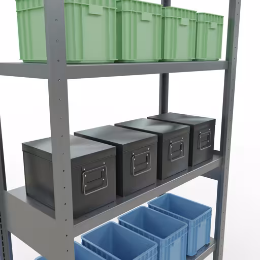 Figure n° 12 de l'article étagère de base, étagère, système enfichable MULTIplus330, 2500 x 1000 x 400 mm, 6 étagères, galvanisées du groupe de produits système enfichable de Schulte Lagertechnik