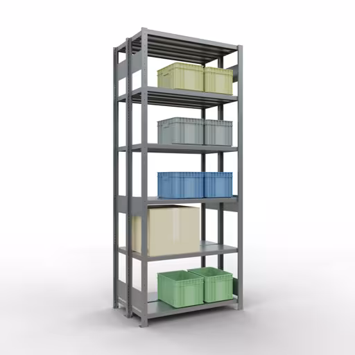 Étagère de base, étagère double, système d'étagères MULTIplus250, 2500 x 1000 x (2x300) mm, 2x6 étagères, galvanisé de Schulte Lagertechnik de la catégorie étagères
